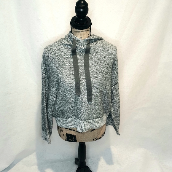 Ruby Moon Women's Extra Small Knit Hoodie Sweater XS Gray Drawstring Acrylic - Picture 1 of 8